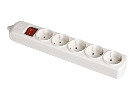 BASE 5 TOMAS BIPOLAR 16A 250V BL CON OBTURADOR+INTERRUPTOR 8005IL
