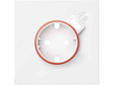 Tapa con aro rojo para base de enchufe Schuko con cargador USB integrado blanco mate Simon 100 10000137-230