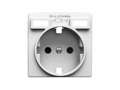 TAPA SCHUKO 2 BOCAS CARGA USB 2.1A BL/MT